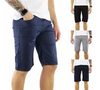 Bermuda Uomo Elegante Cotone Blu Nero Grigio Slim Pantalone Corto Pantaloncini