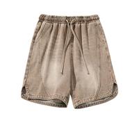 Bermuda Uomo Estivi - Pantaloncini in Denim Vecchio Stile da Uomo Taglio Spaccato Pantaloni da Lavoro Estivi retrò da Uomo Cinque Minuti (Khaki XXXL)