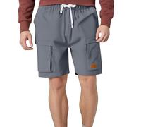 Bermuda Uomo - Pantaloni Cargo Corti Casual da Uomo A Vita Media con Coulisse Tasche Unite alla Moda Colore Unito Larghi (Grey S)