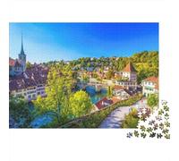 Bern Old Town Puzzles for Elderly 1000 Piece Recyclable Swiss City Jigsaw Puzzles Puzzle Game Props Impossible Hard Difficult Challenging Activity 52x38cm/1000pcs