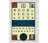 Bernard Schwartz A Book of Legal Lists (Copertina rigida)