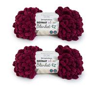 Bernat Alize Blanket-EZ - Filato ad anello super morbido per principianti, per lavori a maglia, senza aghi o ganci, colore bordeaux, confezione da 2