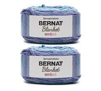 Bernat Blanket Ombre Shaded Blue Ombre - 2 confezioni da 300 g/10,5 oz - Poliestere - 6 Super Bulky - 200 metri - Per lavori a maglia, uncinetto e artigianato, filato di ciniglia grosso