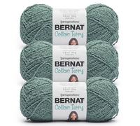 Bernat Cotton Terry Bayou - Gomitolo di filato Bayou da 120 g, 47% cotone, 32% acrilico, 21% nylon, pettinato, misura media, 209 m, per lavori a maglia, uncinetto e amigurumi, confezione da 3