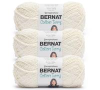 Bernat Gomitolo di cotone spugna di cotone, confezione da 3 pezzi, 120 g, 47% cotone, 32% acrilico, 21% nylon, pettinato, taglia M, 209 m, per lavorare a maglia, uncinetto e amigurumi