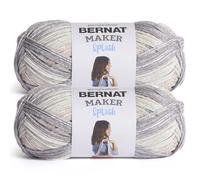 Bernat Maker Splash - Filato per calcestruzzo, confezione da 2 pezzi, 250 g, 75% cotone, 25% nylon, #5 Bulky, 279 m, per lavori a maglia, uncinetto e amigurumi