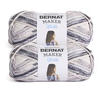 Bernat Maker Splash - Filato statico, 2 confezioni da 250 g, 75% cotone, 25% nylon, #5 Bulky, 279 m, per lavori a maglia, uncinetto e amigurumi, confezione da 2