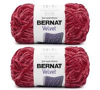 Bernat Velvet Gomitolo di filato, confezione da 2 pezzi da 300 g, poliestere, n.5 (spesso), 300 m, per lavoro a maglia e uncinetto, rosso