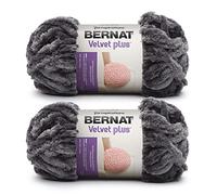 Bernat Velvet Plus Gomitolo di filato, confezione da 2 da 300 g, poliestere, 6 super spesso, per maglia/uncinetto, grigio vapore