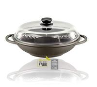Berndes Classics Bonanza Induction Wok a 2 Maniglie con Coperchio 32cm, 5.5 Litri, Alluminio Pressofuso, Nero, Induction