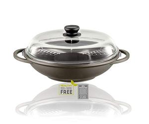 Berndes Classics Bonanza Induction Wok a 2 Maniglie con Coperchio 32cm, 5.5 Litri, Alluminio Pressofuso, Nero, Induction