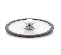 Berndes Coperchio Bombato Bordo Silicone Nero 24 cm, Vetro Temperato