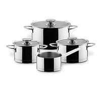 Berndes Milessima - Set di 4 pentole in acciaio INOX, per piani cottura a induzione, con coperchio, adatte a tutti i piani cottura