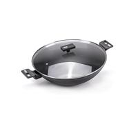 Berndes Wok antiaderente con coperchio, 36 cm, 6,4 litri, alluminio forgiato, nero, anche per induzione
