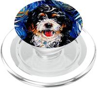 Bernedoodle Notte stellata a forma di cane da montagna bernese, mix art di Aja PopSockets PopGrip per MagSafe