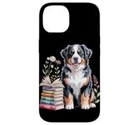 Bernese Mountain Dog Berner Bookworm Flowers Book Reading Custodia per iPhone 14