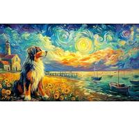 Bernese-Mountain-Dog-by-the-Sea Puzzle 1000 pezzi Carta riciclata Estremamente difficile Gioco educativo relax Idea regalo perfetta 38x52/1000 pezzi