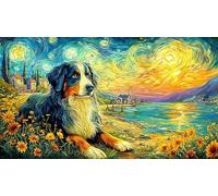 Bernese-Mountain-Dog-by-the-Sea Puzzle 1000 pezzi Carta riciclata Estremamente difficile Idea regalo perfetta per adulti Sfida di gioco educativo 38x26/1000 pezzi