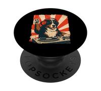 Bernese Mountain Dog, DJ, musica house retrò, amante dei cani PopSockets PopGrip Adesivo