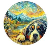 Bernese Mountain Dog in Cozy Cabin_4 Puzzle Rotondo Da 1000 Pezzi Puzzle Puzzle Bambini Giocattolo Puzzle Antistress Per Amici Di Famiglia Rotonda 1000pcs (67.5x67.5cm)