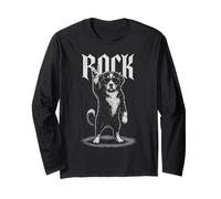 Bernese Mountain Dog Musica Rock Retro Vintage Dog Lover Maglia a Manica