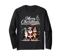 Bernese Mountain Dog Reindeer Elf Santa Merry Christmas Tree Maglia a Manica