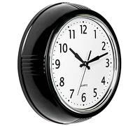 Bernhard Products Orologio da parete nero retrò silenzioso senza ticchettio 24,9 cm rotondo a batteria al quarzo di qualità facile da leggere per casa, cucina, ufficio, aula, scuola, orologi,