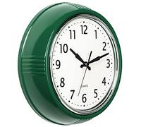 Bernhard Products Retro Wall Clock 9.5 Inch Hunter Green Kitchen 50's Vintage Design Round Silent Non-Ticking Quartz Battery Operated Clocks for Home Office School Classroom Kids Bedroom Living Room