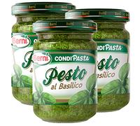 Berni Condipasta Pesto al Basilico Conserva Condimento per Primi Piatti Tartine e Torte Salate - 3 Vasetti da 135g