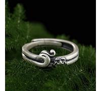 Bernice Funk Anello in Stile Cinese Gioielli S990 Anello in Argento Puro Anello Retrò Opaco Fenice Peonia Fatto Vecchio Abbinamento Tutto Anello in Argento Puro Femminile Anello ApertoApertura regola