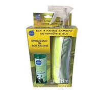 BERNIGROUP Kit 4 Panni in Microfibra di Bamboo con detergente al Bamboo Ecologici Antibatterici per Casa e Auto