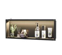 Bernkot Doccia a muro in acciaio inox, nicchia impermeabile con luce a LED, doccia incorporata 90 x 30 x 10 cm, letto singolo, box doccia incorporato, nero