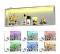 Bernkot Doccia a parete in acciaio inox con LED RGB, nicchia da parete, con telecomando, 90 cm x 30 cm, colore: argento