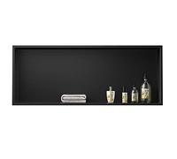 Bernkot Doccia in acciaio inox 304 90 cm × 30 cm × 10 cm nicchia da parete nera per la conservazione del bagno, nessuna piastrella necessaria, doccia a incasso