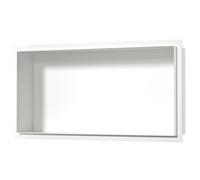 Bernkot Doccia in acciaio inox bianco 60 cm × 30 cm × 10 cm Nessuna piastrella necessaria Doccia a nicchia per la conservazione del bagno, senza bordi, montaggio a filo