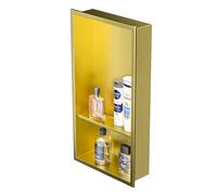 Bernkot Mensola a nicchia per doccia in acciaio inox, 30,5 x 61 cm, color oro, non necessita di piastrelle a parete, doppio ripiano ad incasso per bagno, installazione sopra le piastrelle
