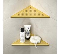 Bernkot mensola doccia angolare in acciaio inox 304，Mensola da bagno in acciaio per pareti piastrellate, mensola da incasso per la ristrutturazione del bagno, Oro,245mm