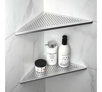 Bernkot mensola doccia angolare in acciaio inox 304，Mensola da bagno in acciaio per pareti piastrellate, mensola da incasso per la ristrutturazione del bagno,Laccettato,305mm