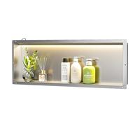 Bernkot Nicchia doccia a parete in acciaio inox, nicchia impermeabile con luce a LED, doccia incorporata 90 x 30 x 10 cm, letto singolo, doccia incorporata, stoccaggio incorporato nella doccia