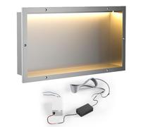 Bernkot Nicchia doccia pronta per piastrelle 61 x 30,5 cm con luce RGB LED impermeabile piastrellabile in acciaio inossidabile a parete nicchia prefabbricata doccia per stoccaggio del bagno