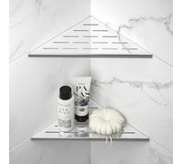 Bernkot Set di 2 ripiani per doccia angolare in acciaio inox 304 per pareti piastrellate, mensola da incasso per la ristrutturazione del bagno (lucidato, 254 mm)