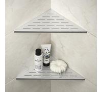 Bernkot Set di 2 ripiani per doccia angolare in acciaio inox 304 per pareti piastrellate, mensola da incasso per la ristrutturazione del bagno (spazzolato, 305 mm)