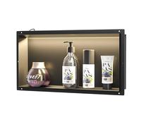 BernkotDoccia a muro in acciaio inox, nicchia impermeabile con luce a LED, doccia incorporata 60x30x10 cm, letto singolo, nero