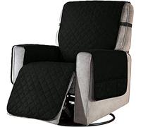 BERNOI Copripoltrona Relax Reclinabile Trapuntato Universale/Impermeabile Resistente allo Strappo Mobili Protezione Antiscivolo/con Cinghia Elastica/per Protezione Divano (S,Nero)