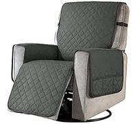 BERNOI Copripoltrona Relax Reclinabile Trapuntato Universale/Impermeabile Resistente allo Strappo Mobili Protezione Antiscivolo/con Cinghia Elastica/per Protezione Divano (S,Grigio)