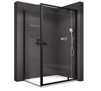 BERNSTEIN Cabina doccia con porta a bilico Schermo doccia ad angolo NT606 FLEX - Porta doccia x larghezza: 100 x 80 cm Vetro di sicurezza temperato da 6 mm - Colore del profilo Nero opaco
