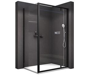 BERNSTEIN Cabina doccia con porta a bilico Schermo doccia ad angolo NT606 FLEX - Porta doccia x larghezza: 100 x 80 cm Vetro di sicurezza temperato da 6 mm - Colore del profilo Nero opaco