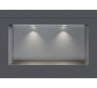 BERNSTEIN Nicchia da parete in acciaio inox NT306010X senza bordo con faretti LED - 30 x 60 x 10 cm (A x L x P) - colore selezionabile, Colore:Acciaio satinato, LED-Spot:2x Spot Einbaurahmen Chrom