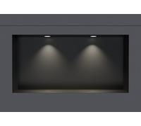 BERNSTEIN Nicchia da parete in acciaio inox NT306010X senza bordo con faretti LED - 30 x 60 x 10 cm (A x L x P) - colore selezionabile, Colore:nero, LED-Spot:2x Spot Einbaurahmen Schwarz matt