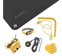 BERNSTEIN Set di gestione ESD 6 pezzi, tappetino ESD pieghevole 900 x 610 x 1,5 | Con bracciale | Resistenza di scarica 10^6 fino a 10^7 Ohm (retro conduttivo 10^3 fino a 10^4 Ohm) | 2 cavi con spina